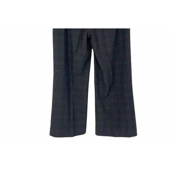 CAbi Straight Wide Leg Trouser Dress Pant Career Belt Loop 8 Brown Grey Plaid - Picture 9 of 14